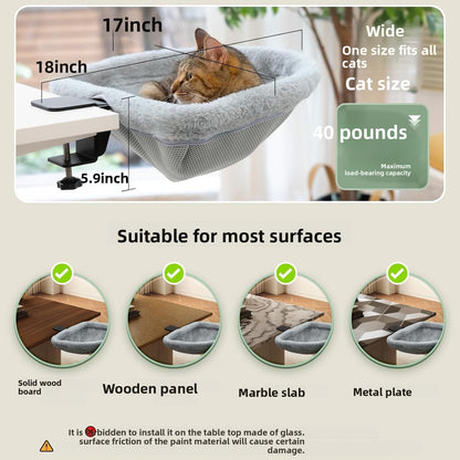 Folding Cat Desk Hammock Bed with Semi-Circular Perch