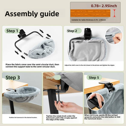 Folding Cat Desk Hammock Bed with Semi-Circular Perch