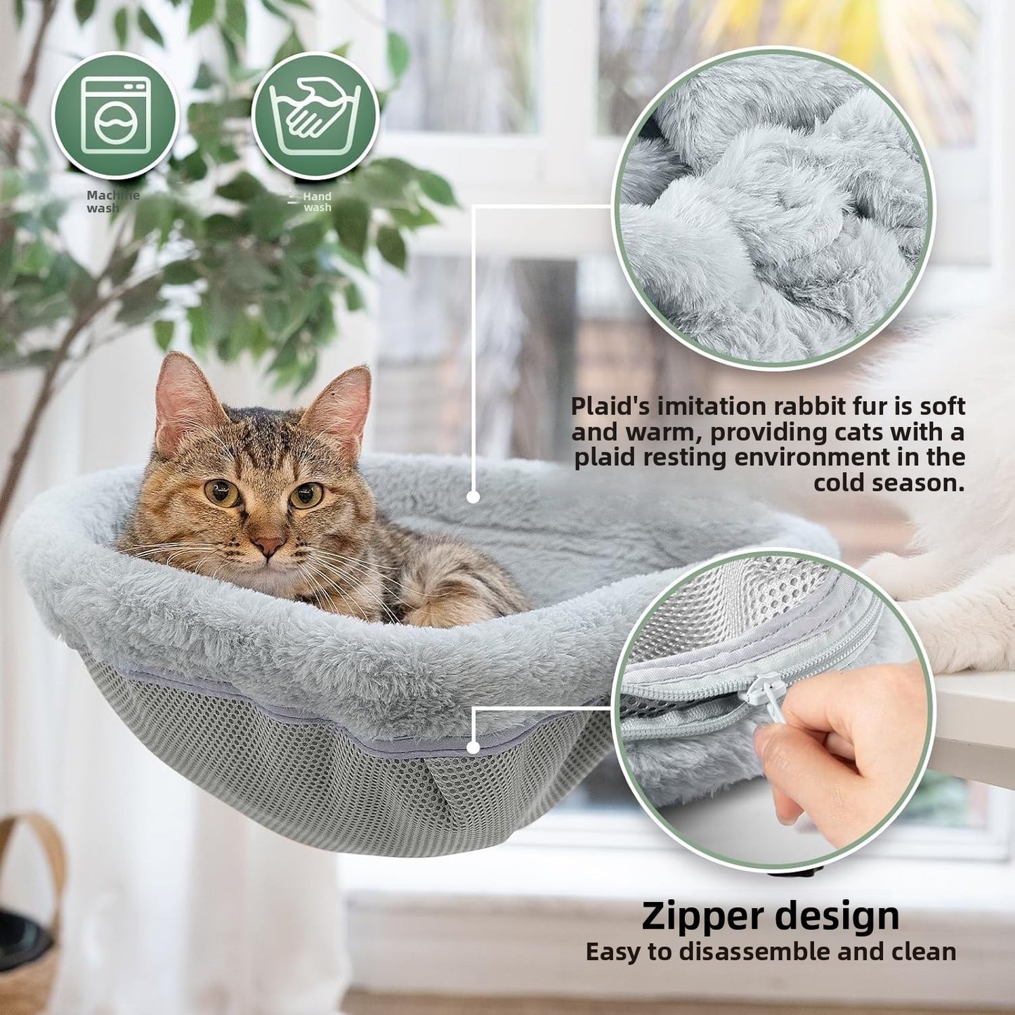 Folding Cat Desk Hammock Bed with Semi-Circular Perch